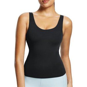 Women's Longline Sports Bra, Molded Cup Workout Tank Yoga Tops Built in Bra